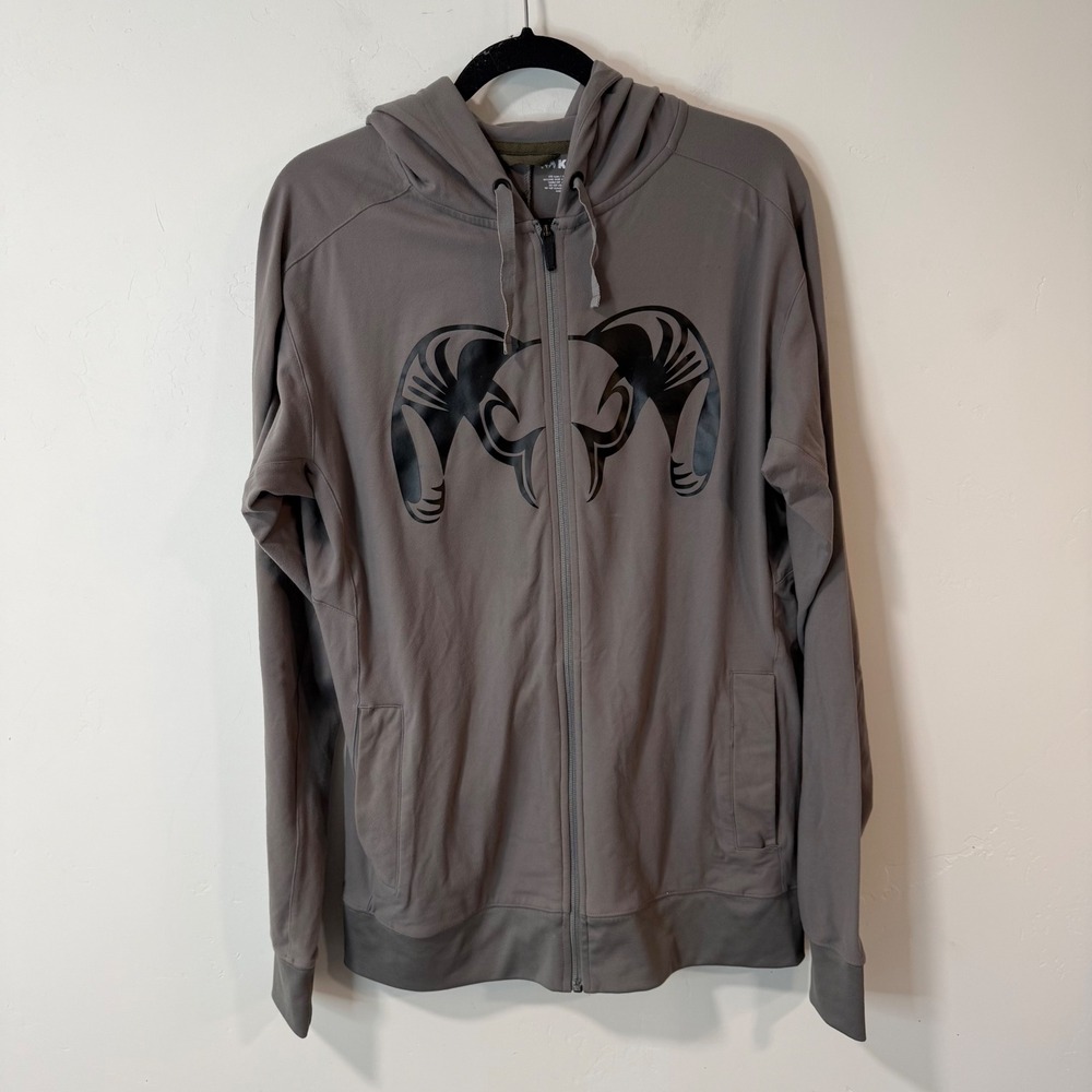 KUIU Mens Full Zip Hoodie XL Gray Graphic Logo Performance Jacket